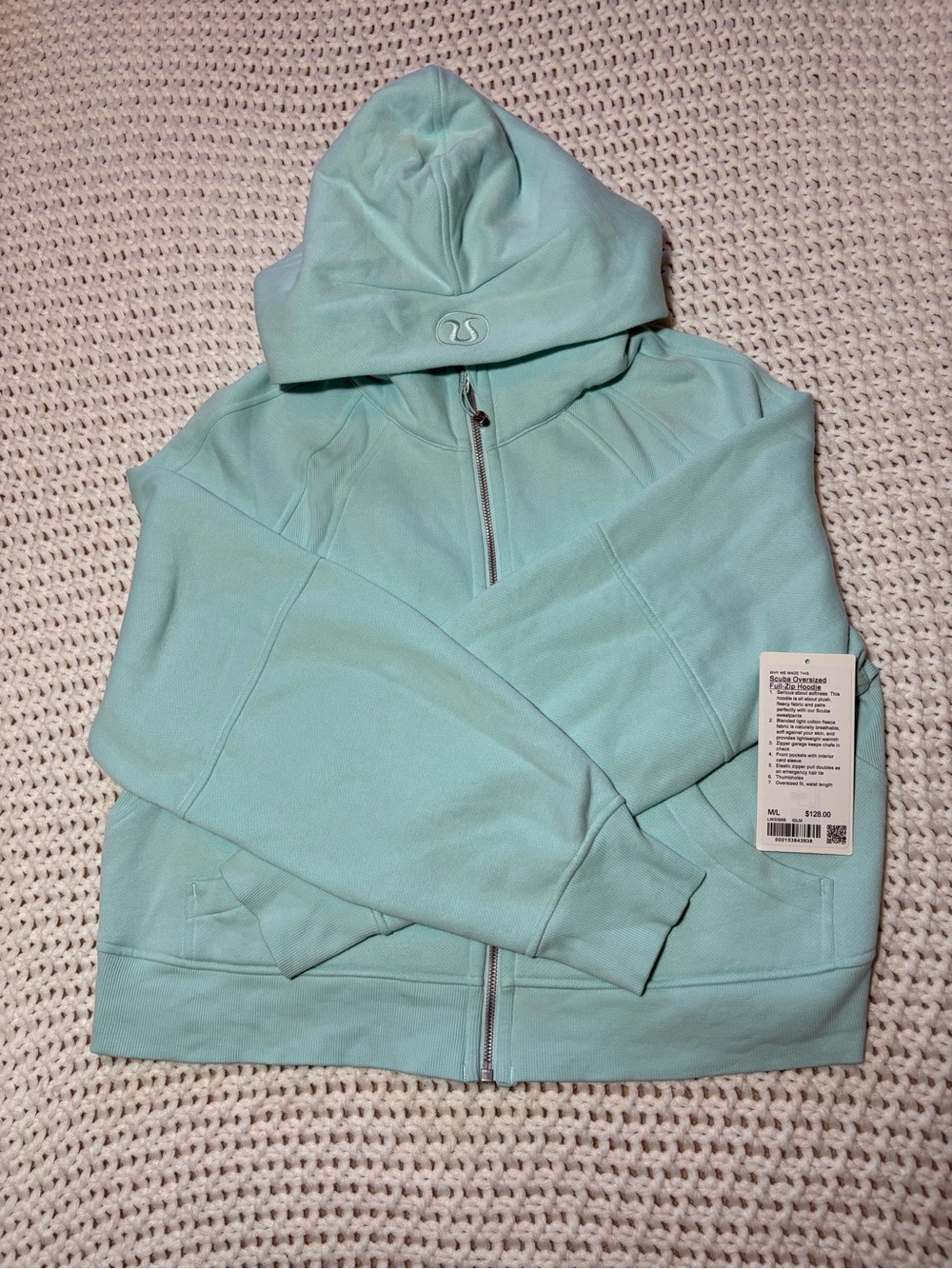lululemon ideal mint scuba oversized half zip hoodie size m/l